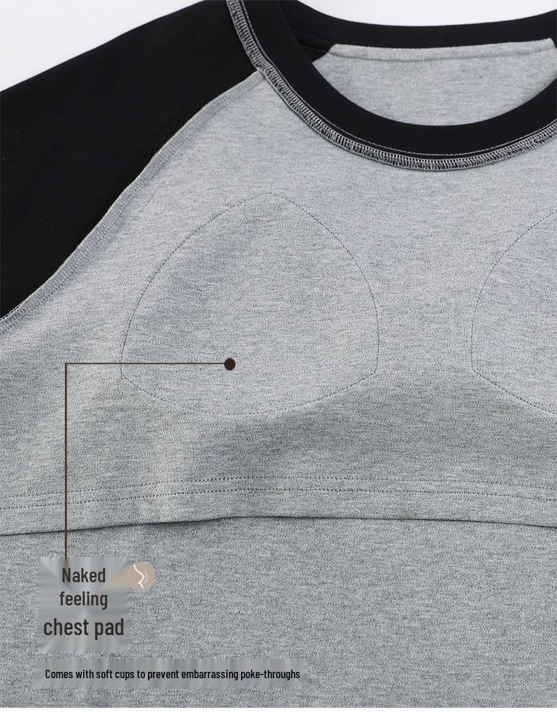 Women's Long Sleeve Cotton Pajama Set with Bra Pads - Sweet Cartoon, Plus Size, Antibacterial, Loose Fit