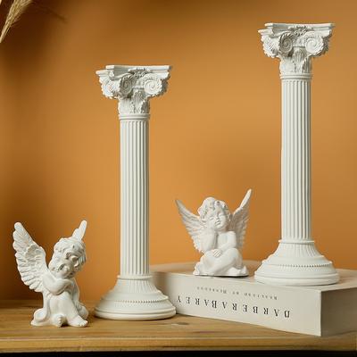 Nordic Resin Roman Column Candle Holder Angel Sculpture Home Decor Photography Prop