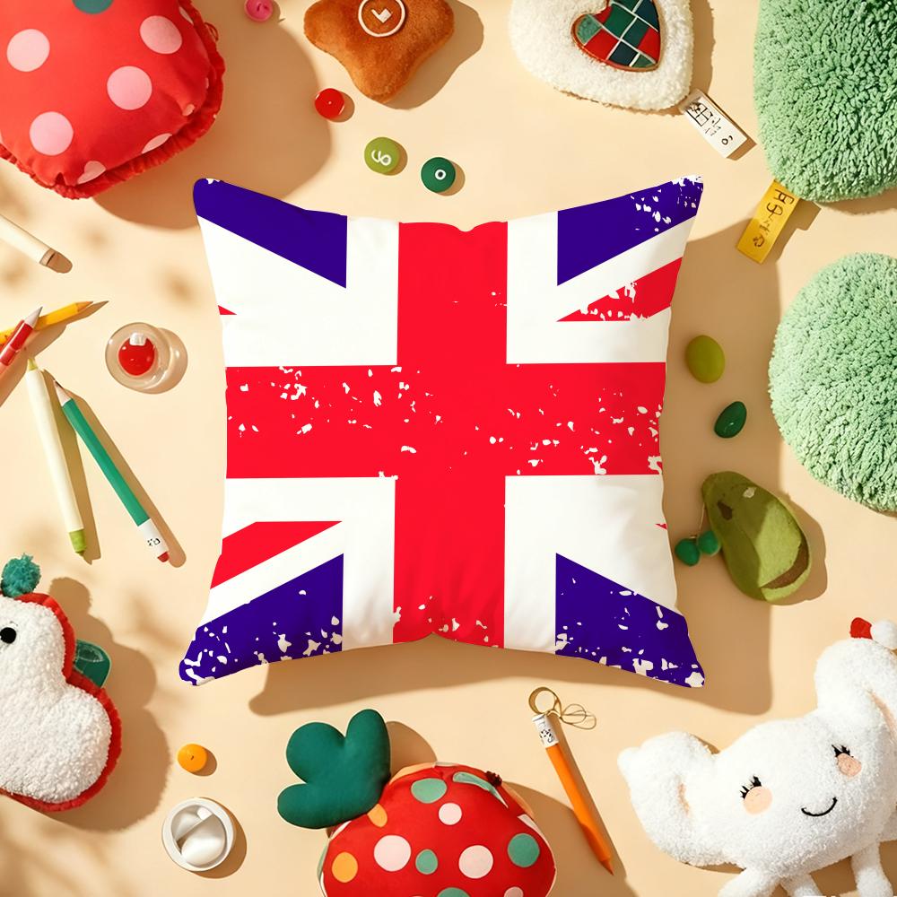 Union Jack Flag Cushion Cover Plush Fabric Soft DoubleSided Printed Sofa Warm Winter Home Gift Pillow Cover