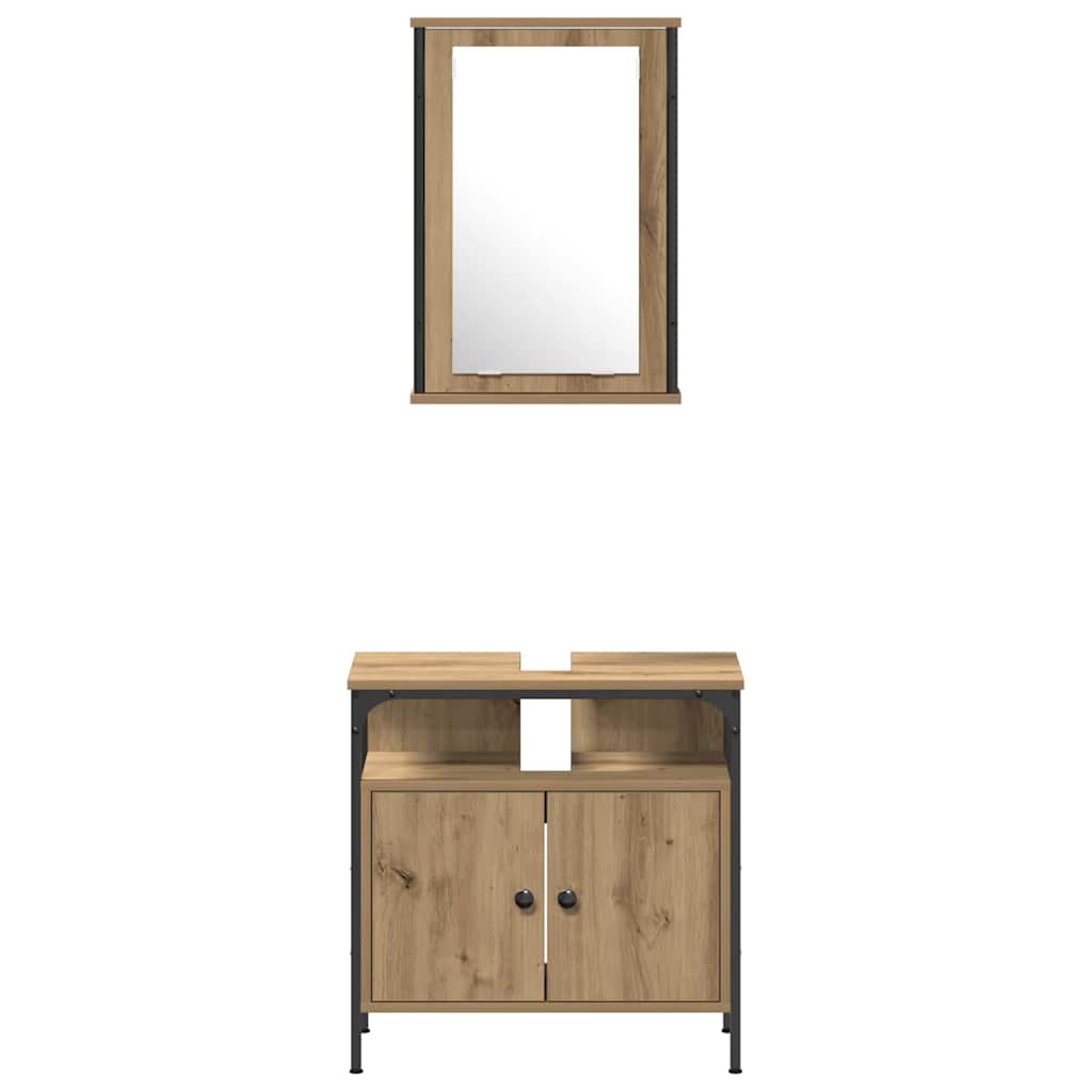 Bathroom Furniture Set with Shelf 4 Pcs Artisan Oak Wood Based Material