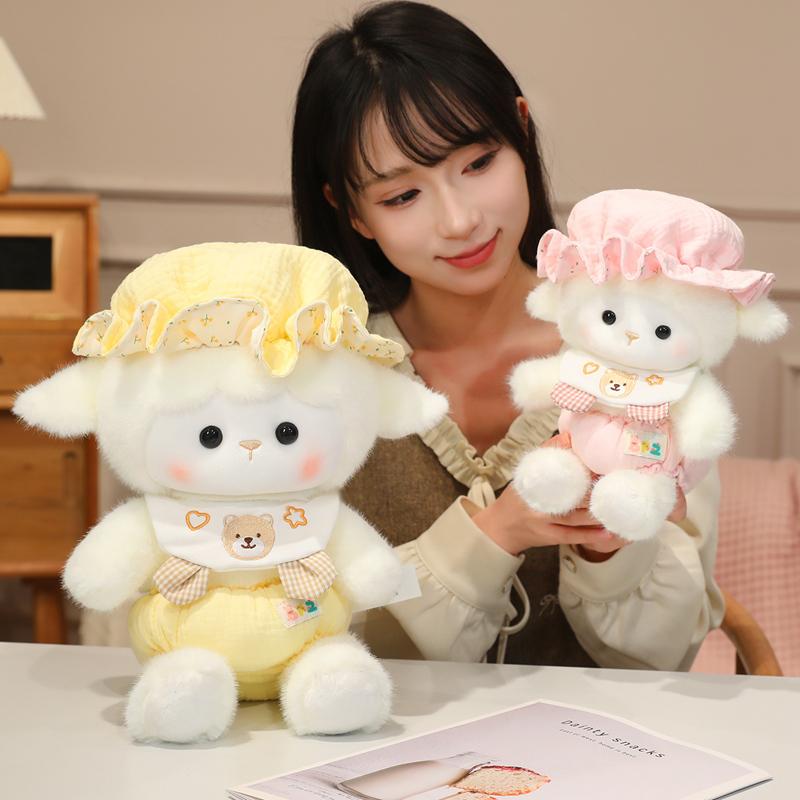 24-40cm Kawaii Bekleidetes Schaf Plüschtier Niedliches Stofftier Lamm Plüschtier Puppe Geburtstagsgeschenk Geschenkidee für Kinder Mädchen Heimdekoration