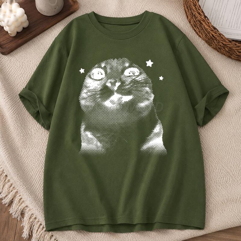 Y2k Funny Cat Meme T Shirt Clothing Anime Cartoon Cat Unisex Unisex Summer Tops Harajuku Tops Oneck Short Sleeve Tshirts