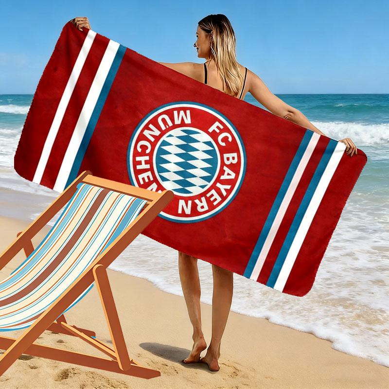 FC Bayern Munchen Print Beach Towel, Large Soft Quick Dry Towel for Beach Camping Swimming