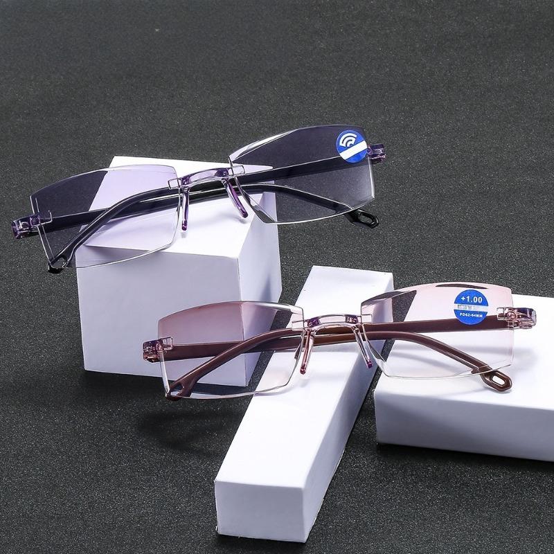 8Pcs Frameless Cut Edge Fashionable Looking Presbyopia Glasses Anti Blue Light Reading Glasses Portable And Lightweight