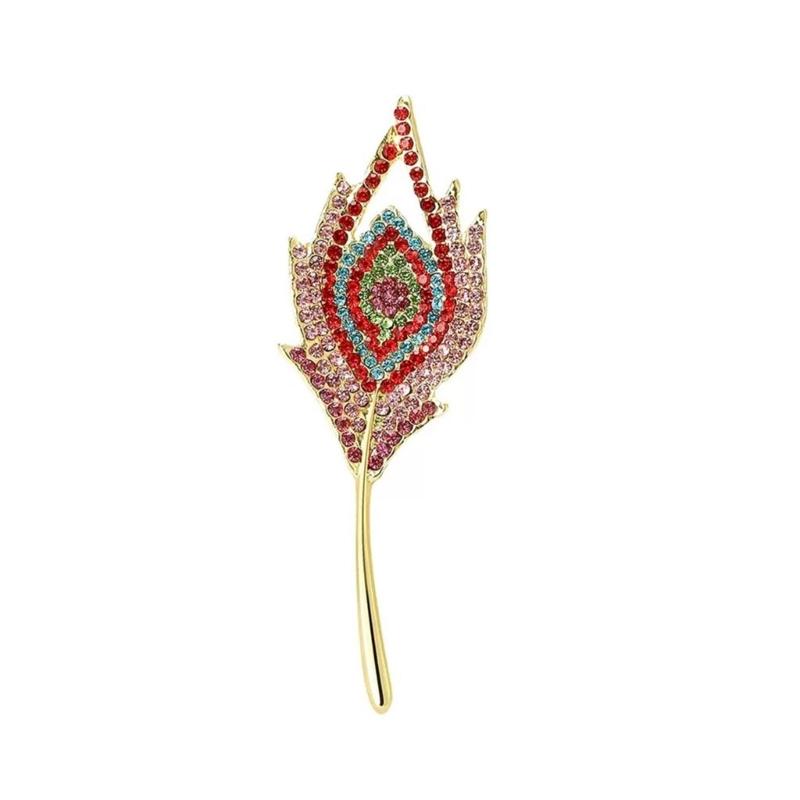 Secure Clasp Peacocks Brooch Clothing Accessory Beautiful Feather Badge Alloy Texture Suitable for Outfit Versatility