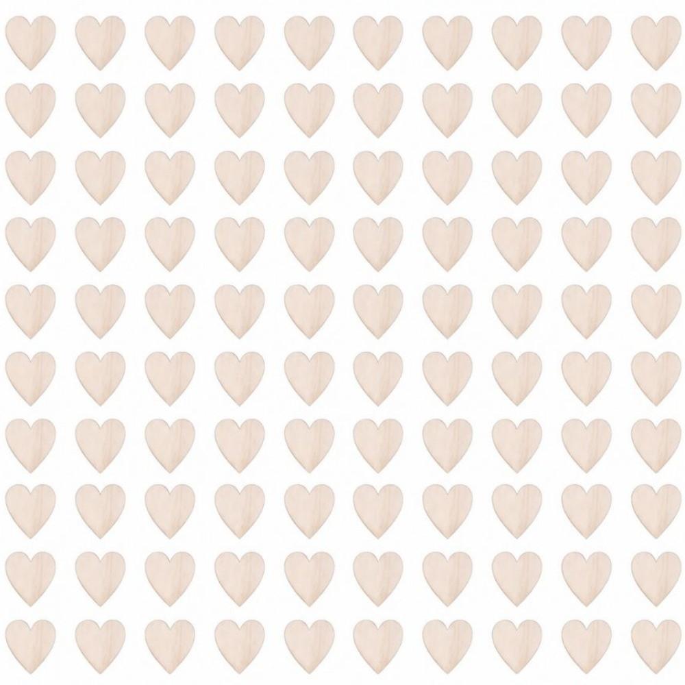 100 Pcs Heart Shaped Wooden Decoration Chips 3cm Size Wood Heart Cutouts  For Festival Decoration