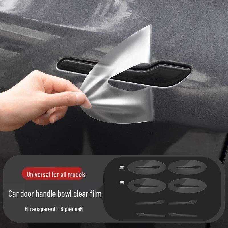 Tesla Model Y/3 Rear Door Refresh Triangle Splash Guard - TPU Transparent Bright Black Film