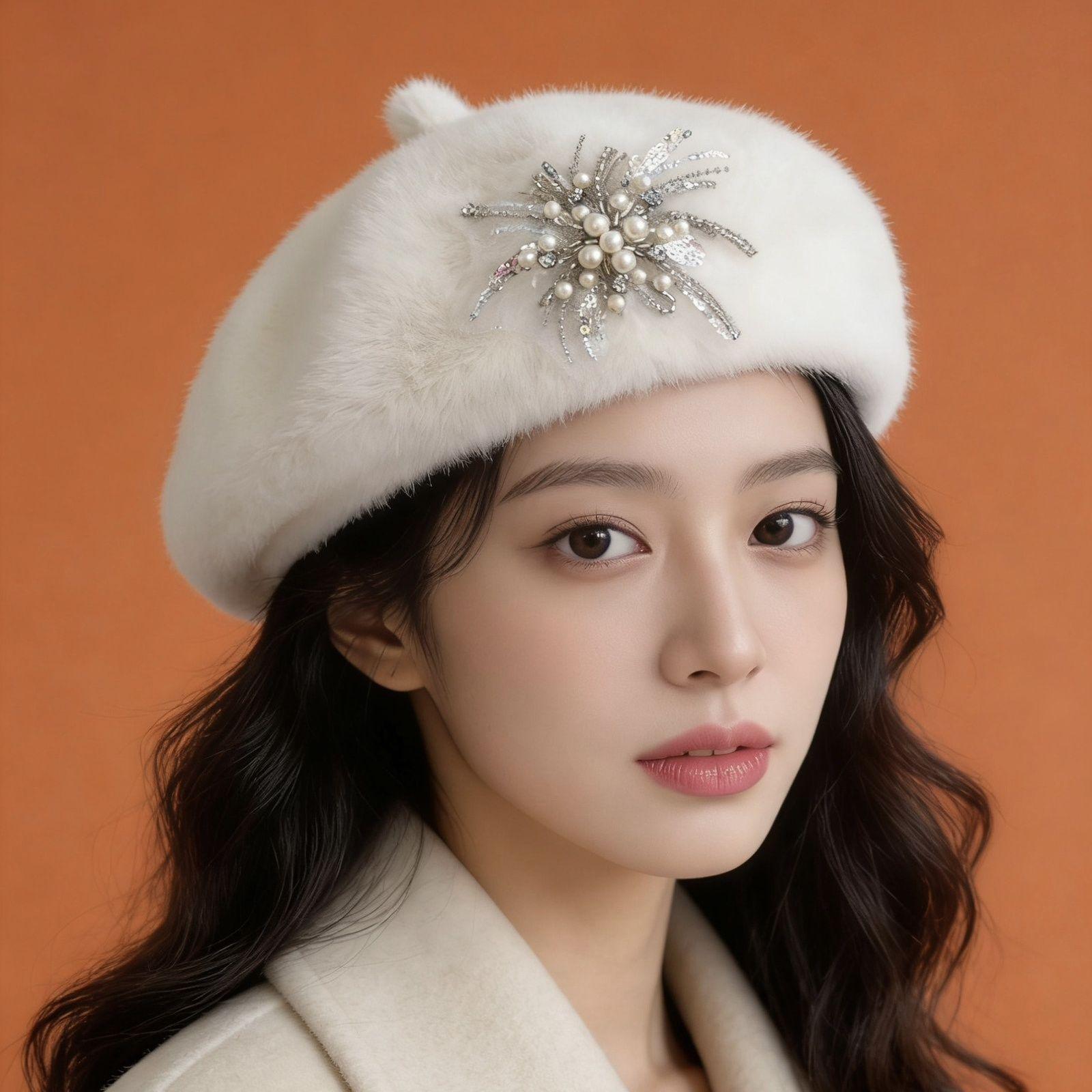 New Floral Beret Exquisite Beaded Design Elegant Women s Hat adjustable 54-60cm