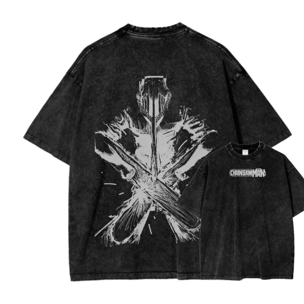 

New ACID WASH TEE Chainsaw Man Printed Tshirt Mens and Womens Washed Tshirt High Quality Vintage Cotton Tshirt Tops M