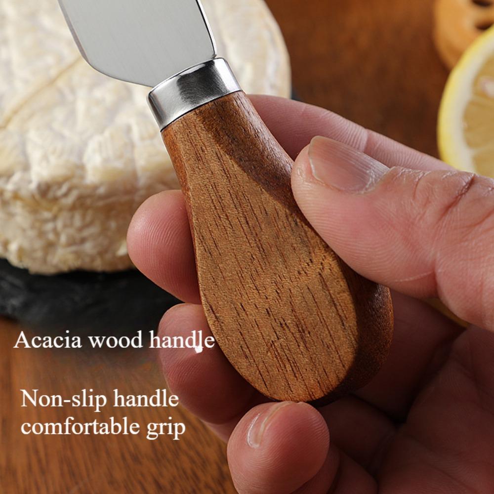 1 PCS Cheese Knife - Stainless Steel Cheese Knife with Acacia Wood Handle