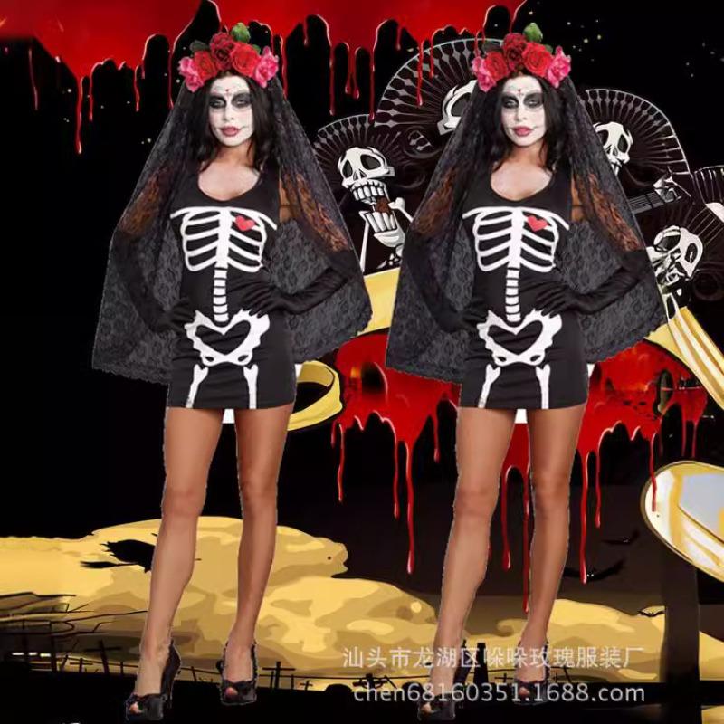 Skull costume, grimace zombie costume, vampire bride Halloween cosplay costume, sex uniform Halloween costume
