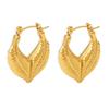 18k Gold PVD Titanium Leaf Patchwork Heart Stud Earrings