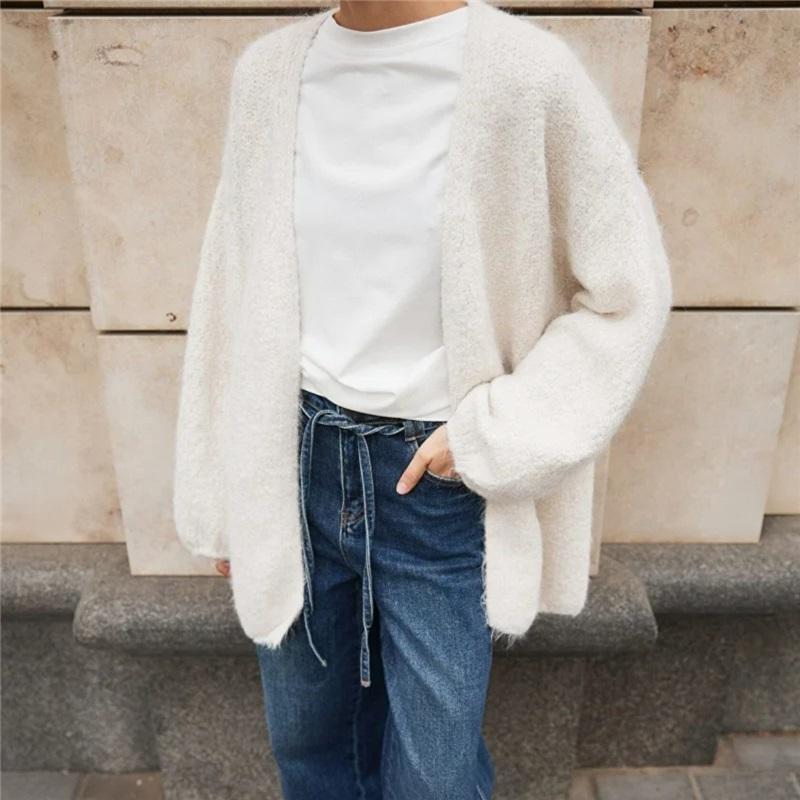Knitted Cropped Women's Sweaters Cardigan Long Sleeve Sweater Coat Autumn Winter Chic Casual Outerwear Knitwear Top