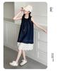 Girls' summer sleeveless denim dress 2026 new item girls' tank top dress children's vacation style princess dress