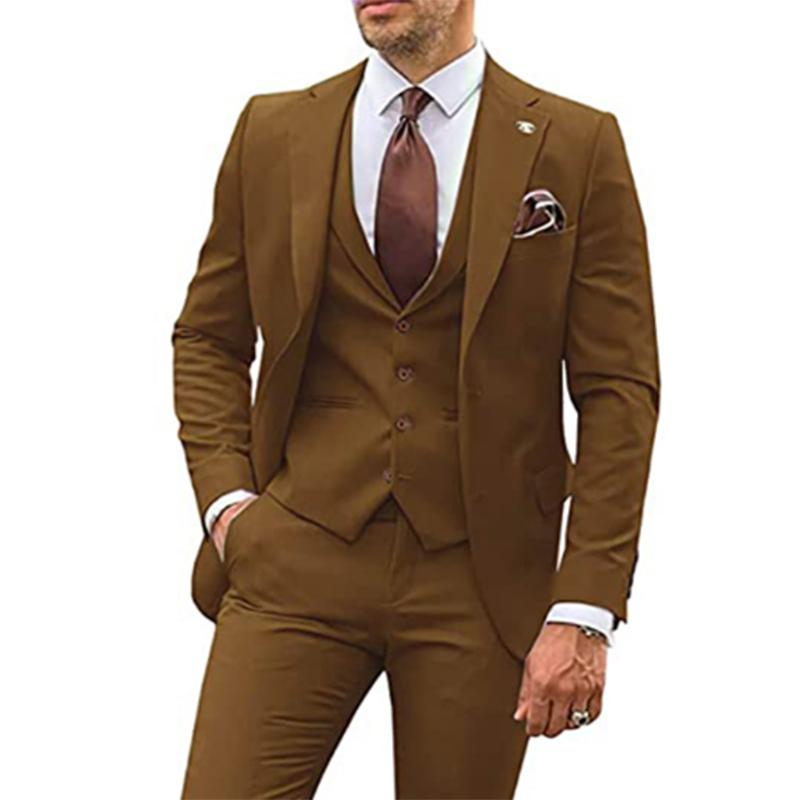 Completi Beige da Uomo 3 Pezzi Slim Fit Smoking da Sposo Abiti da Matrimonio Testimone dello Sposo Groomsmen Abito da Festa Formale Maschile