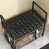 Kitchen Shelf For Microwave Organizer Cabinet Black 2 Levels 48Cm Shelf