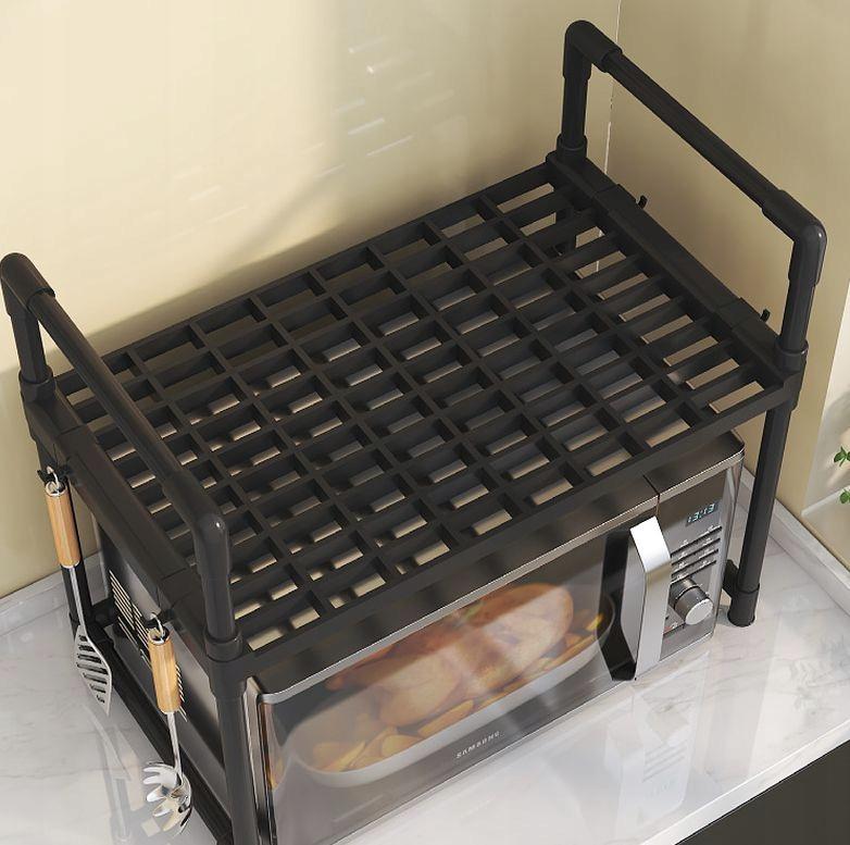 Kitchen Shelf For Microwave Organizer Cabinet Black 2 Levels 48Cm Shelf