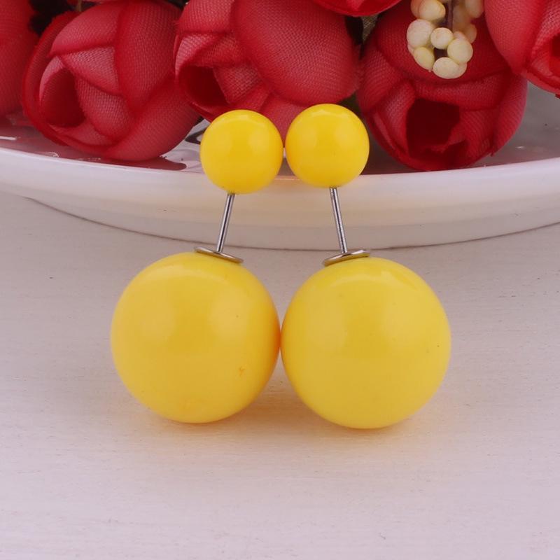1Pair Earrings Round Ball Size Double-headed Pearl Pendant Ear Clip Gorgeous