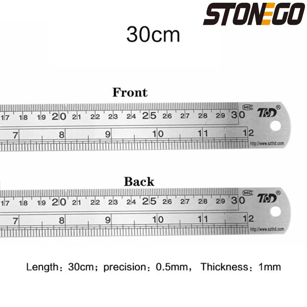 Stainless Steel Ruler Set 6 8 12 16 20 Inch Metal Rulers High Precision Double-Sided Graduation Scale Office Drawing Tools