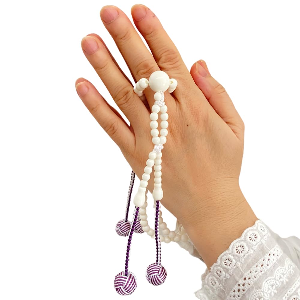 Myorenka Soka Gakkai Prayer Beads New Ivory PC Beads Shaku Black M Size Unisex Prayer Beads Prayer Beads Set Odamaki Sanskrit Tenbou SGI Prayer Beads
