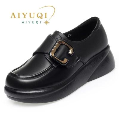 Scarpe primaverili da donna con plateau e punta rotonda, vintage, scarpe da donna, grandi dimensioni, zeppa, casual, antiscivolo, da donna