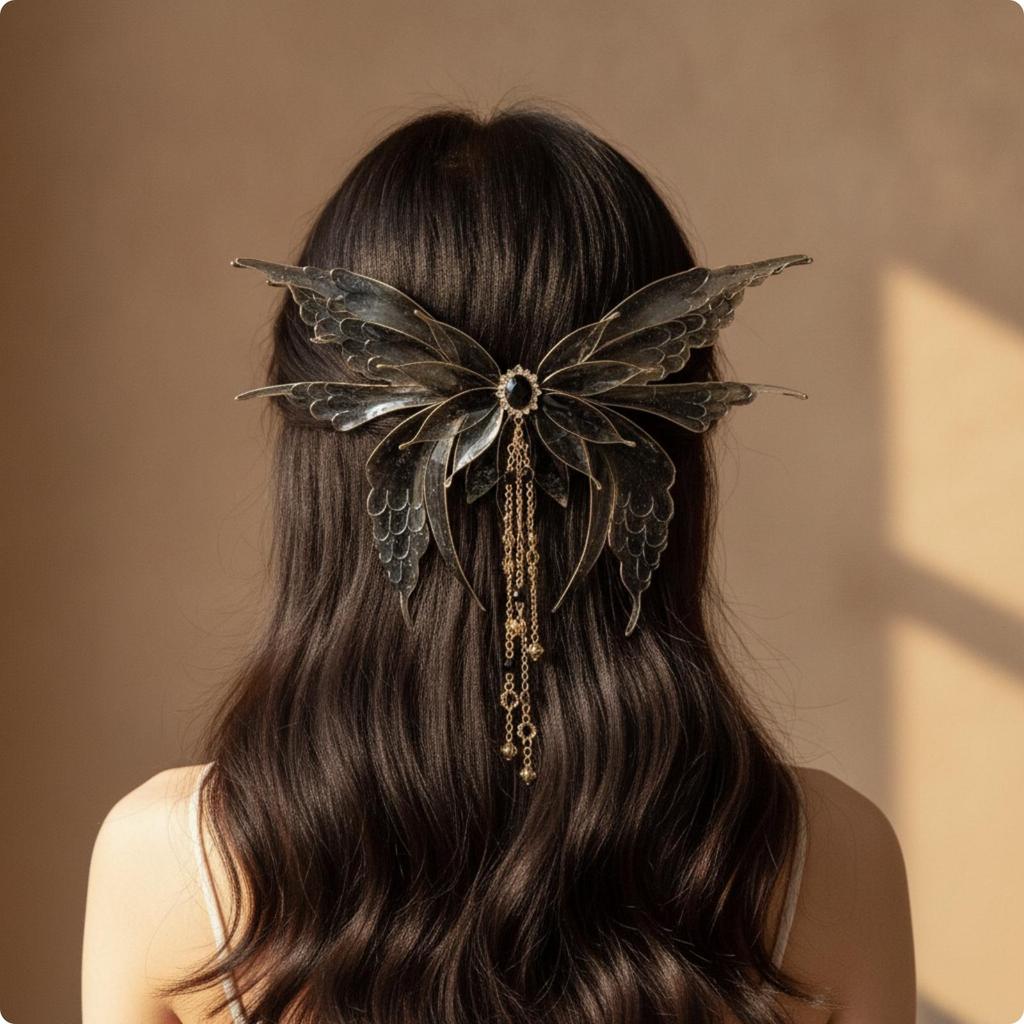 Fermacapelli Elettronico a Farfalla Ala di Farfalla Decorativa Ornamentale Traslucida per Capelli