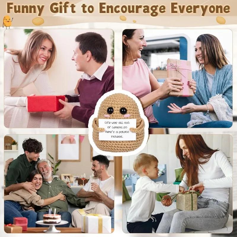 Funny Knit Potato Doll Positive Energy Gift Handmade Jumbo Booty Design Cozy Home Decor Christmas Ornament Room Warming Present