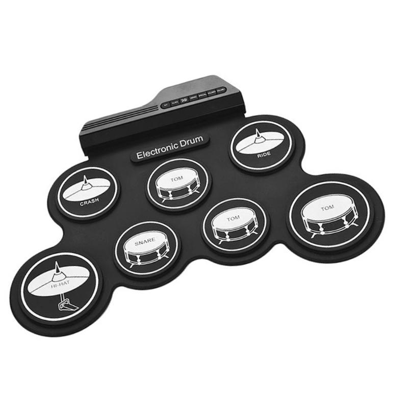 Electric Drum Set 7 Drums Kids Practice Pad Electronic Drum Set with Built in Speakers, Drum Sticks, Headphone Out Jacks