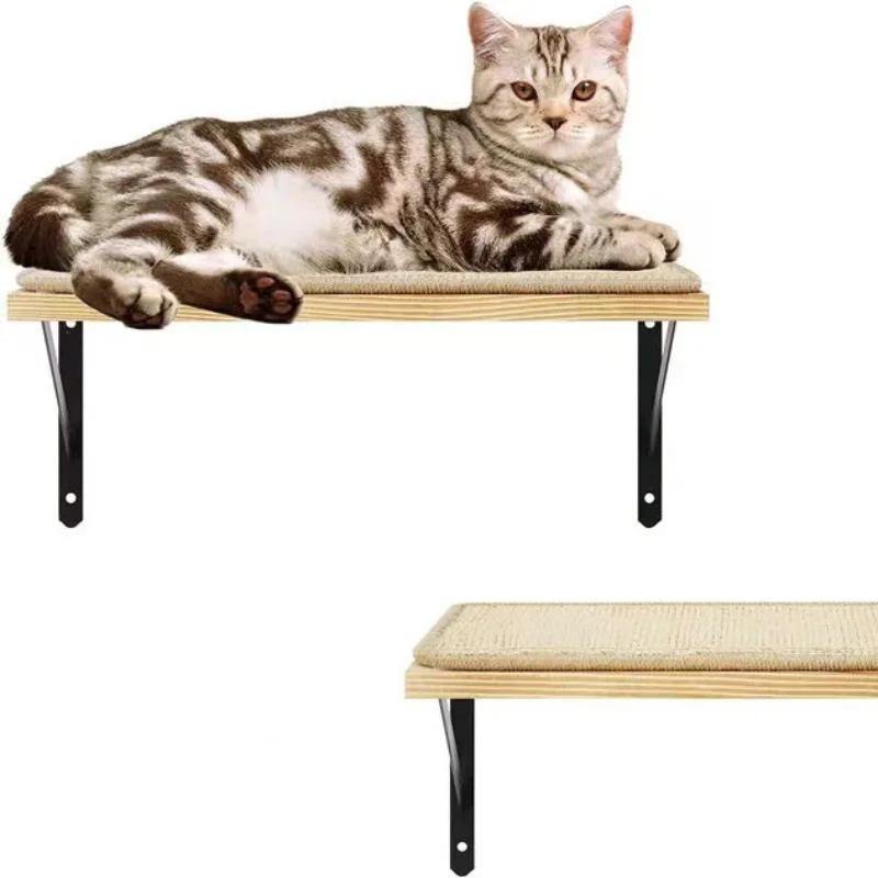 Solid Wood Cat Climbing Frame Catnap Bounce Wall Climbing Scraper Bed for Scratching Post Lair Cat Toys Cats Accessories Pets