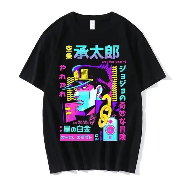 2026 New Jojo Bizarre Adventure Casual T Shirt Cotton High Quality Teen Trendy Korean Clothes Top Tees Hip Hop University Pastel
