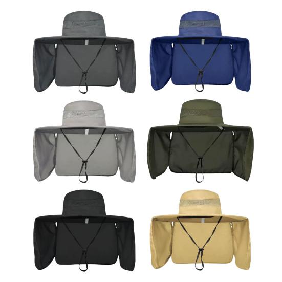 Unisex Summer Sun Hat Outdoor Sun Protection Cap with Neck Flap Breathable Large Brim Hat for Hiking Traveling Fishing