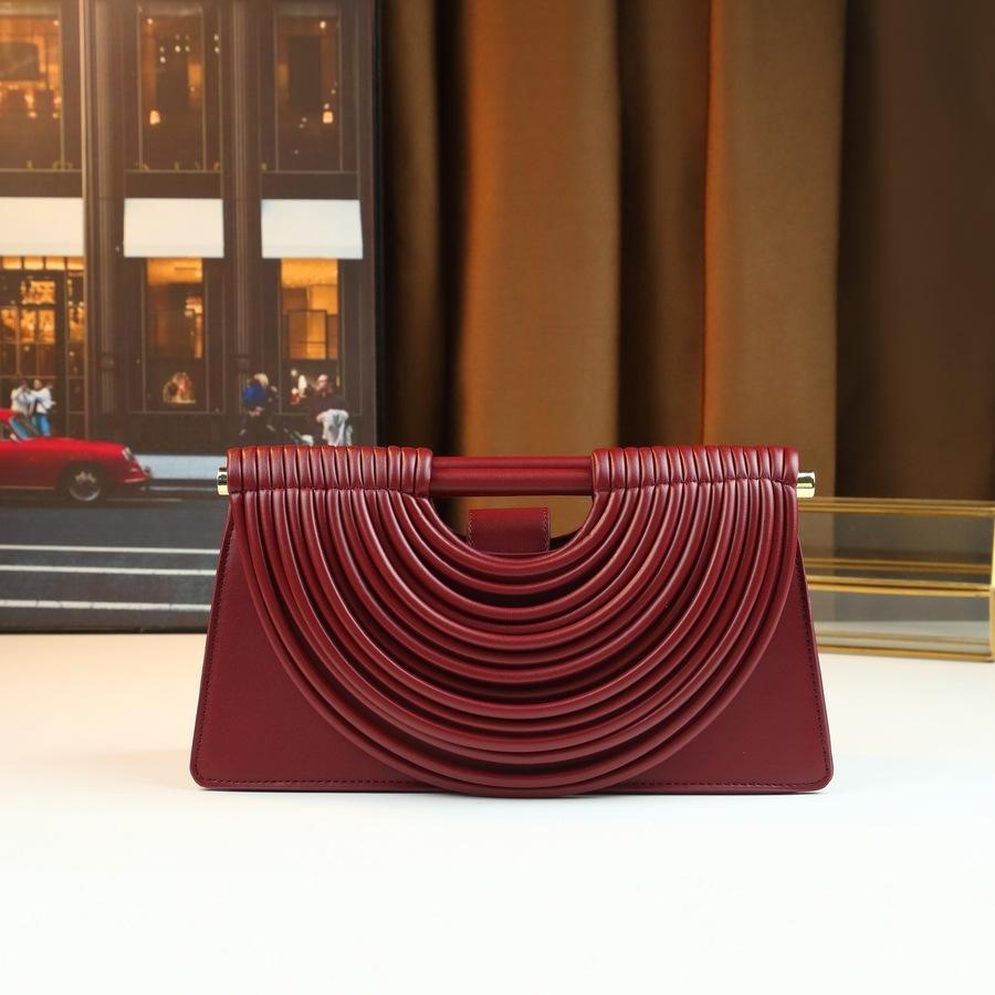 Guangzhou New Handbag, Hand Woven Bag, Line Handbag, Women s Niche, High-end, Personalized and Fashionable бордовый