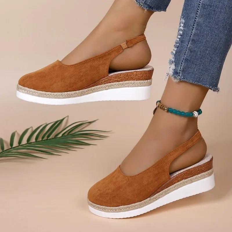 

Модные женские сандалии 2025 Новые на шнуровке с манжетой Модные больших размеров Повседневные сандалии на платформе и танкетке Женские Летние Бестселлер Обувь с закрытым носком 43 хаки