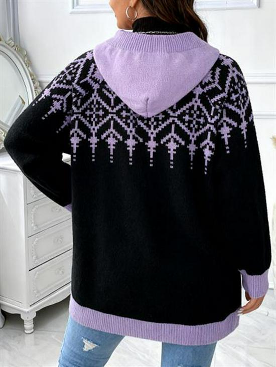 2025 Autumn/Winter Women's Hooded Cardigan Sweater - Casual Loose Cape, Plus Size, Trendy