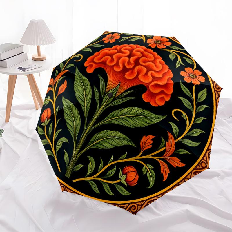 1pc Brain Flower Ornament Umbrella with Plastic Handle,Suitable for All Seasons Home Travel Outdoor UmbrellaDD1330