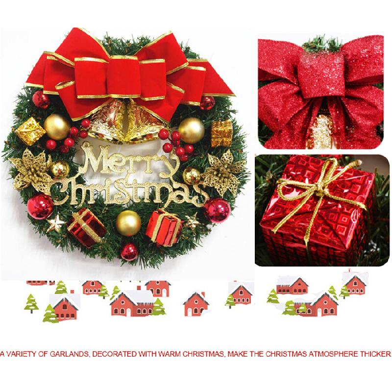 New 30cm Christmas Tree Wreath Door Hanging Garland Window Wall Ornament Xmas Decor
