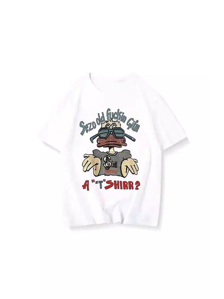 Unisex Oversized Retro Cotton T-Shirt – Short Sleeve Trendy Top for Couples