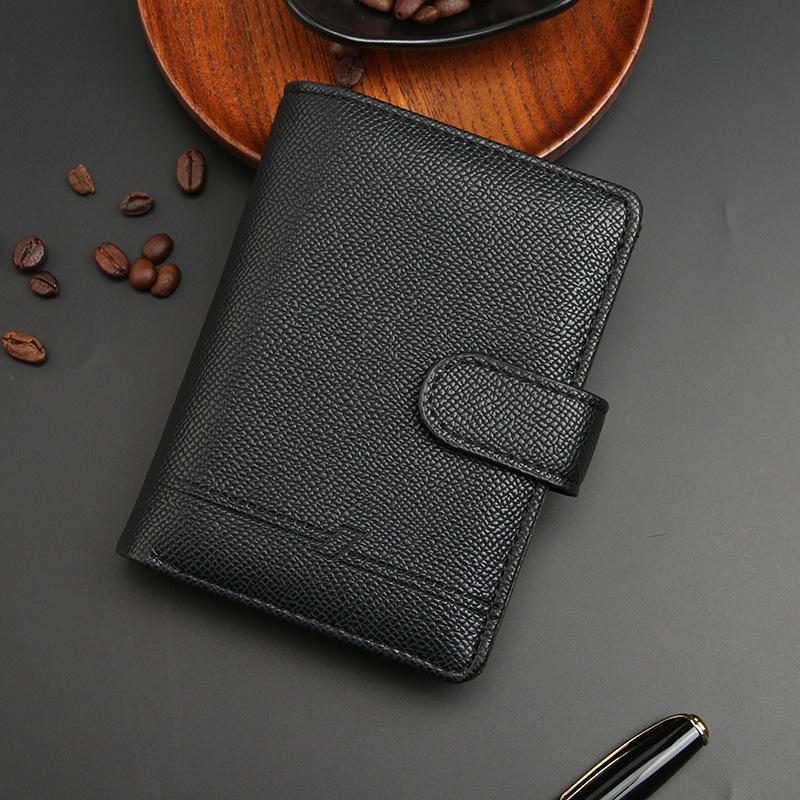 

Премиальный кожаный кошелек для паспорта для мужчин, органайзер для путешествий, несколько отделений для карт, держатель для документов, отделение для ID, защита RFID чёрный