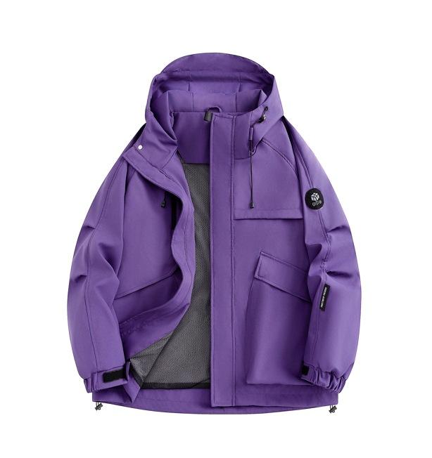 

Осень/Зима 2025 Новые куртки для молодых мужчин Ветрозащитные Модные куртки Стойка воротник Топы Мужская теплая рабочая одежда с плюшем 3XL фиолетовый