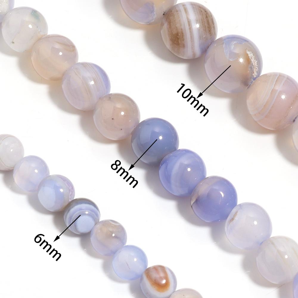 Natural Agates Stone Beads 6/8/10mm Sky Blue Round Loose Spacer Beads For Jewelry Making DIY Crafts Bracelets Necklace Supplies