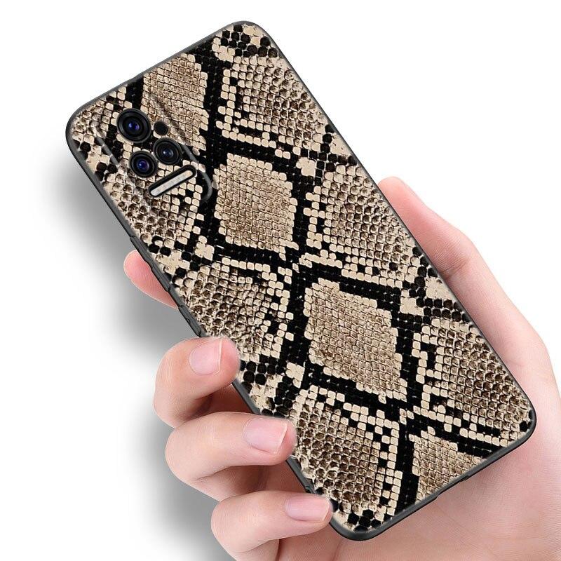 Sexy Python Snake Skin Phone Case For Xiaomi Mi POCO X3 NFC GT M4 M3 12 11T 10T Pro A3 11 Lite NE 5G 12X 11i F3 Soft Black Cover