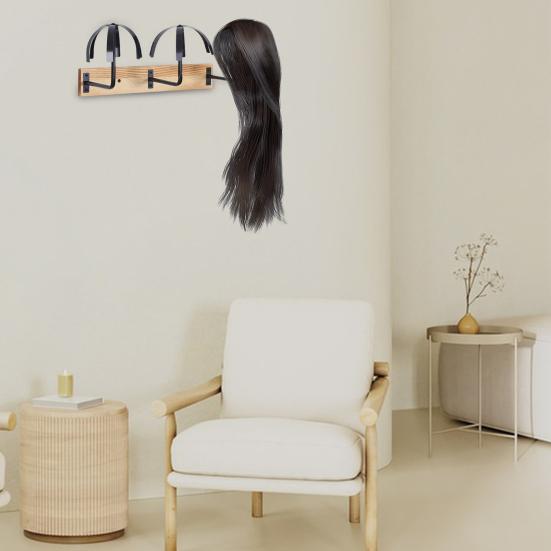Wall Mounted Wig Hanger Rack Wooden Storage Organizer Strong Load-bearing Simple Installation Wig Display Holder