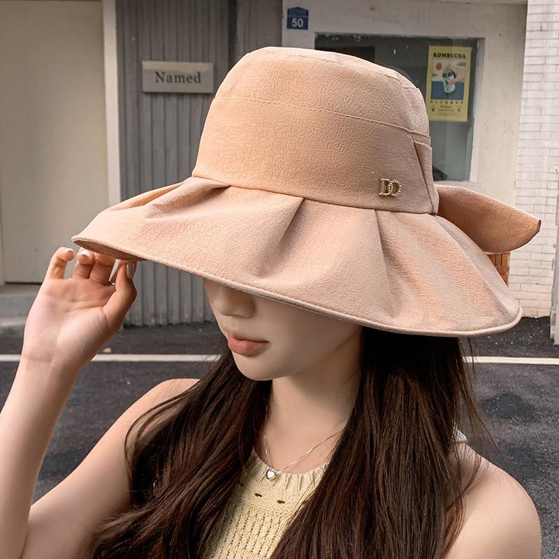 Bucket hat women's new fashion face covering sunscreen basin hat spring and summer outdoor eaves UV protection versatile sun hat