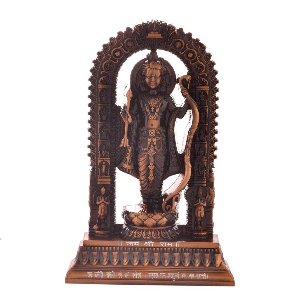 Metal Lord Ram Lalla Idol with Arch Stand, Decorative Ram Mandir Murti , Hindu God Shri Ram Statue for Home Temple, Pooja Room & Gift