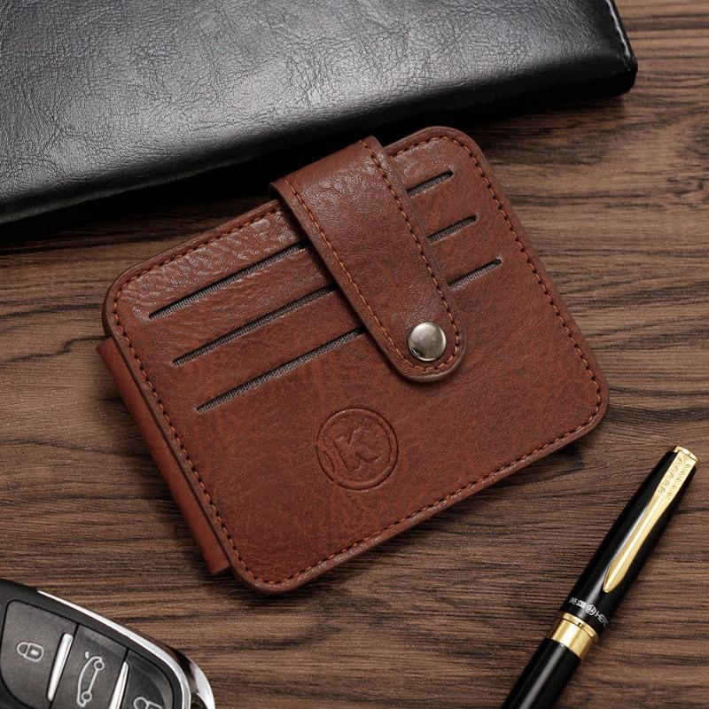 Men’s Slim Card Holder Wallet with ID Window, PU Leather Credit Card Case, Minimalist Front Pocket Wallet, RFID Blocking Card Organizer