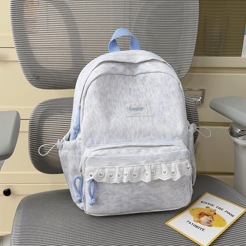 Schoolbag spring new Korean style INS style lace trim middle school backpack, large capacity middle school backpack for women