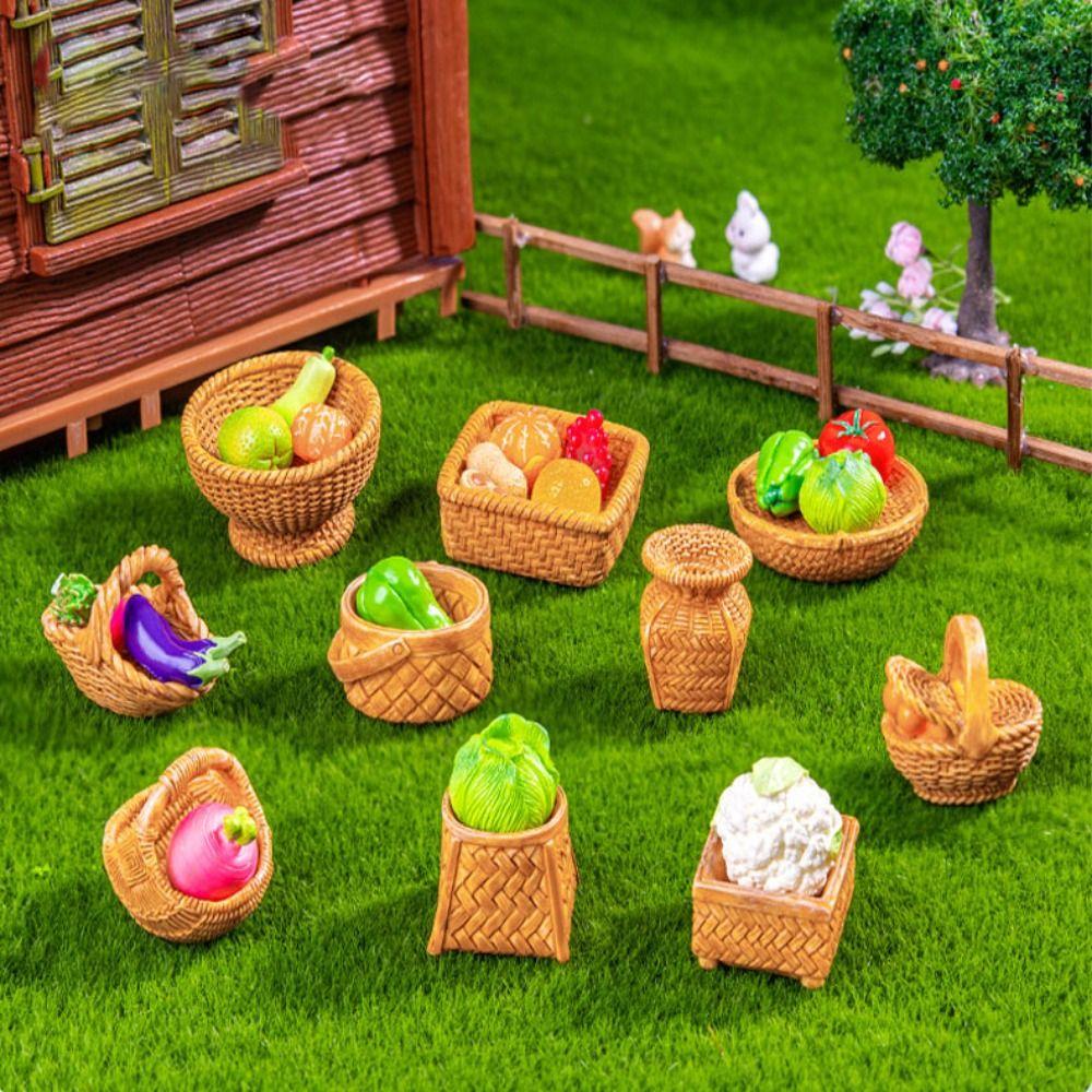 2pcs Cute Fruit Vegetable Food Storage Basket Mini Dolls Miniature Decoration