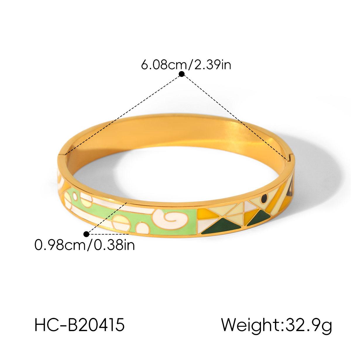 

Stainless steel oil-drop bangle, European and American retro colorful enamel bracelet, versatile design hand jewelry синій