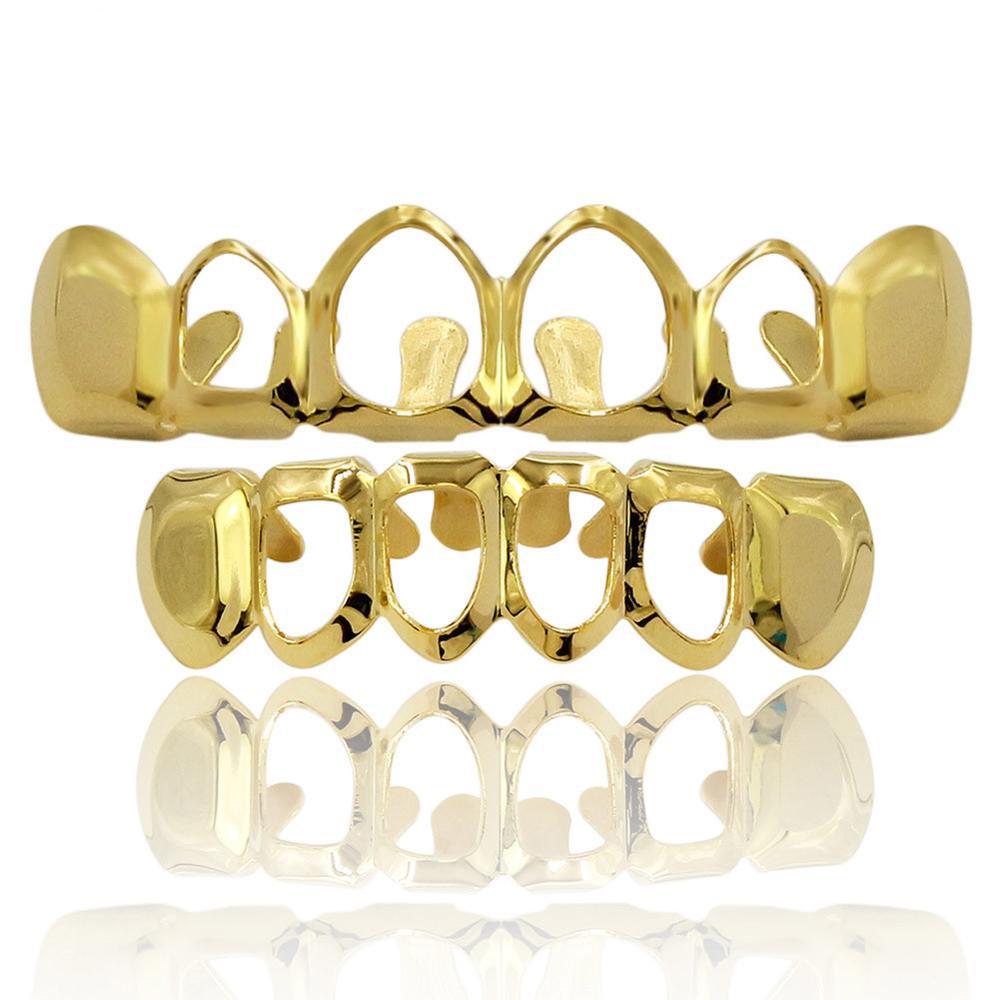 S925 Sterling Silver Hip Hop Teeth Grillz for Teeth Fashion Top Bottom Hollow Tooth Dental Grills for Unisex Jewelry Party Gifts