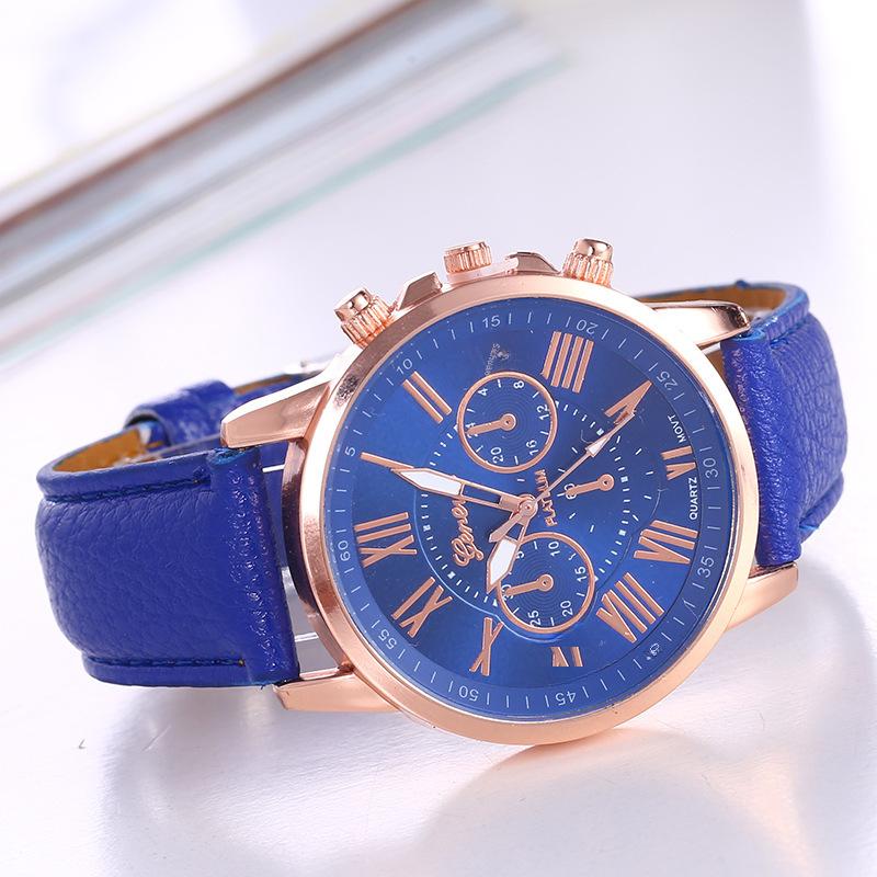 Elegante orologio al quarzo da donna Geneva con cinturino in pelle Orologio da polso elegante e casual per l'uso quotidiano